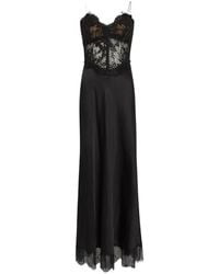 Self-Portrait - Lace And Satin Midi Dress - Lyst