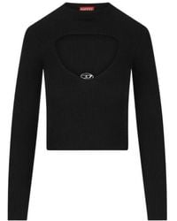 DIESEL - Oval-D Plaque Cut-Out Knitted Jumper - Lyst