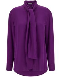 Balenciaga - Scarf-Neck Long-Sleeved Shirt - Lyst