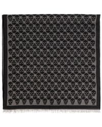McQueen - Skull Jacquard Frayed-Edge Scarf - Lyst
