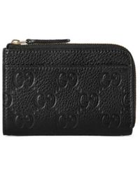 Gucci - GG Emblem Zip Leather Card Case - Lyst
