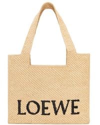 Loewe - Logo Embroidered Medium Tote Bag - Lyst