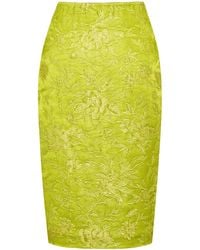 Saint Laurent - Brocade Midi Skirt - Lyst