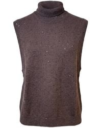 Brunello Cucinelli - Sequin-Embellished Roll-Neck Sweater - Lyst