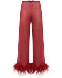 Oséree - Feather-Trimmed Metallic Trousers - Lyst