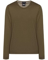 BOSS - Round-Neck And Long-Sleeved Sweater - Lyst