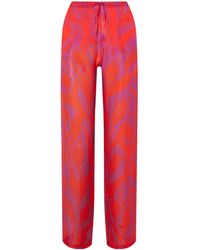 Dries Van Noten - Printed Silk-Georgette Straight-Leg Pants - Lyst