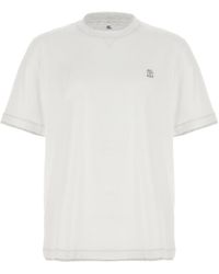 Brunello Cucinelli - Logo Embroidered Layered T-Shirt - Lyst