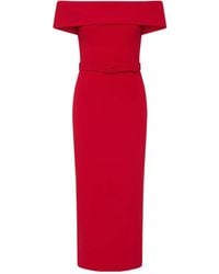 Rebecca Vallance - Precious Belted Off-The-Shoulder Midi Dress - Lyst
