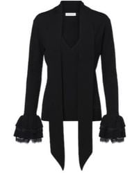 Nina Ricci - Lace-Trimmed Wool-Blend Knit Top - Lyst
