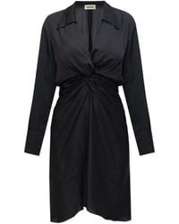 Zadig & Voltaire - Twisted Ruched Satin Midi Dress - Lyst