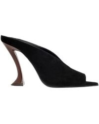 Lanvin - Midnight Step Peep-Toe Mules - Lyst