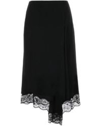 McQueen - Lace-Trim Asymmetric Midi Skirt - Lyst