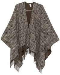 Brunello Cucinelli - Check-Pattern Fringed Poncho - Lyst