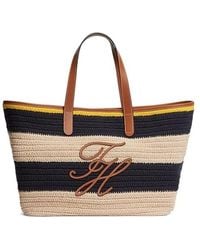 Tommy Hilfiger - Stripe-Pattern Logo-Patch Tote Bag - Lyst