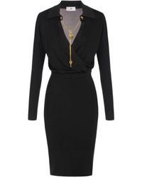 Elisabetta Franchi - Chain Embellished Midi Dress - Lyst
