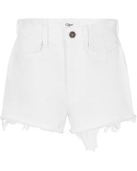 Chloé - Logo-Stamped Denim Shorts - Lyst