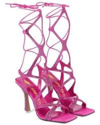 The Attico - Flora Embellished Satin Strappy High-Heeled Sandals - Lyst