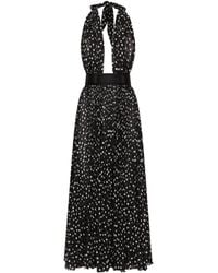 Dolce & Gabbana - Polka-Dot Printed Chiffon Calf-Length Dress - Lyst