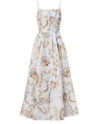 CAMILLA - Printed Linen And Silk Bustier Dress - Lyst