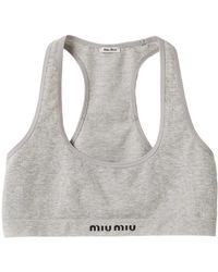 Miu Miu - Seamless Mélange Racerback Crop Top - Lyst