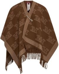 Max Mara - Studio All-Over Logo Patterned Fringed Edge Cape - Lyst