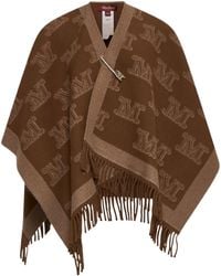 Max Mara - Studio All-Over Logo Patterned Fringed Edge Cape - Lyst
