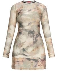 DIESEL - D-Uplo Printed Embellished Mini Dress - Lyst