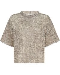 Brunello Cucinelli - Dazzling Craquelé Embroidery T-Shirt - Lyst