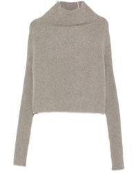 Rick Owens - High-Neck Ribbed-Sleeve Sweater - Lyst