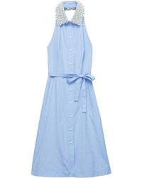 Prada - Embroidered Poplin Shirt Dress - Lyst
