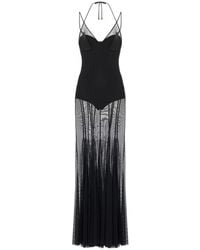 Elisabetta Franchi - Sheer-Panelled Pleated Maxi Dress - Lyst