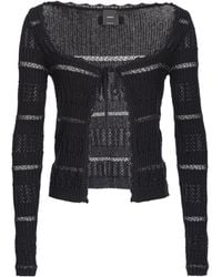 Pinko - Scoop Neck Striped Cardigan - Lyst