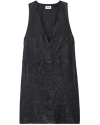Zadig & Voltaire - V-Neck Leather Minidress - Lyst