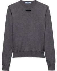Prada - Cut-Out Detailed Crewneck Jumper - Lyst