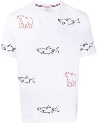 Thom Browne - Embroidered Bear Fish T-Shirt - Lyst