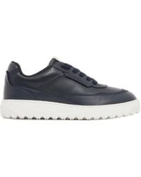 Emporio Armani - Smooth Leather Lace-Up Sneakers With A Textured Rubber Sole - Lyst