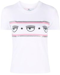Chiara Ferragni - Eye-Print Cotton T-Shirt - Lyst