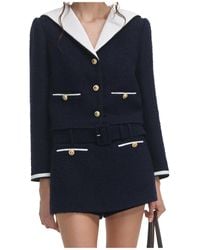 Self-Portrait - Boucle Contrast Collar Jacket - Lyst