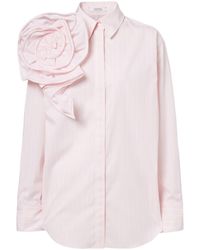 Dorothee Schumacher - Striped Power Floral-Appliqué Cotton-Blend Blouse - Lyst