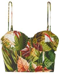 FARM Rio - Botanical Forest Cropped Floral-Print Linen-Blend Top - Lyst