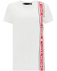Moschino - Logo Tape Cotton T-Shirt - Lyst