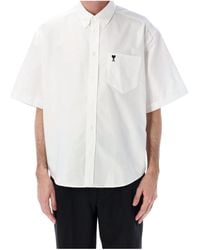 Ami Paris - Ami Short-Sleeved Curved Hem Shirt - Lyst