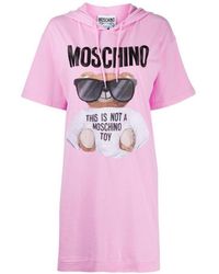 Moschino - Teddy Bear Printed Hooded T-Shirt Dress - Lyst