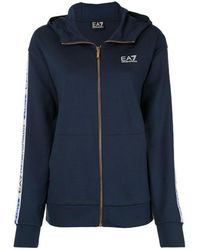 EA7 - Logo Ribbon Zipper With Hat Casual Jacket - Lyst