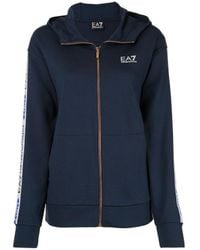 EA7 - Logo Ribbon Zipper With Hat Casual Jacket - Lyst