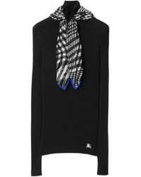 Burberry - Scarf-Detailed High-Neck Ribbed Jumper - Lyst