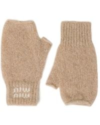 Miu Miu - Logo-Intarsia Knitted Gloves - Lyst
