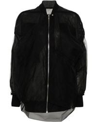 Rick Owens - Tulle-Overlayed Zipped Coat - Lyst