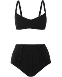 Lisa Marie Fernandez - Button-Embellished Seersucker Bikini - Lyst